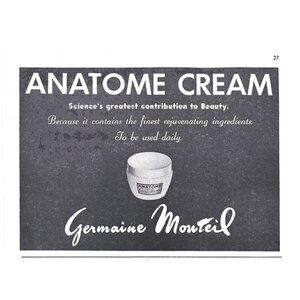 Anatome Cream Germaine Montel Beauty AD 1950s Vintage Print Ad